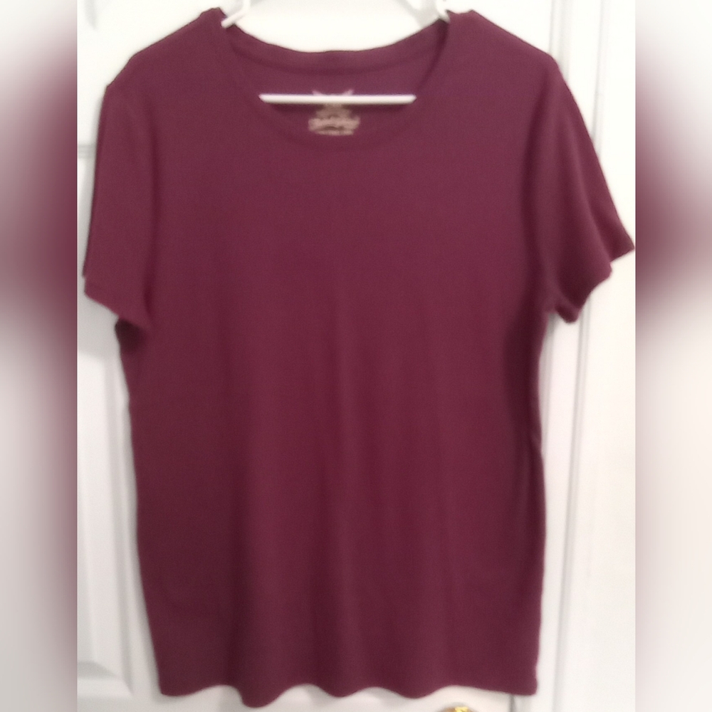Faded Glory Top XXL Short Sleeve Burgundy